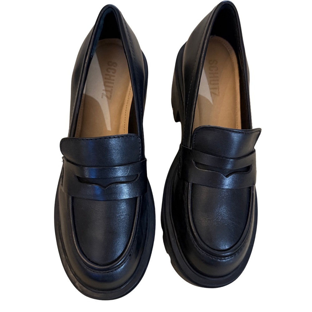 SCHUTZ Classic Black Leather Loafers
